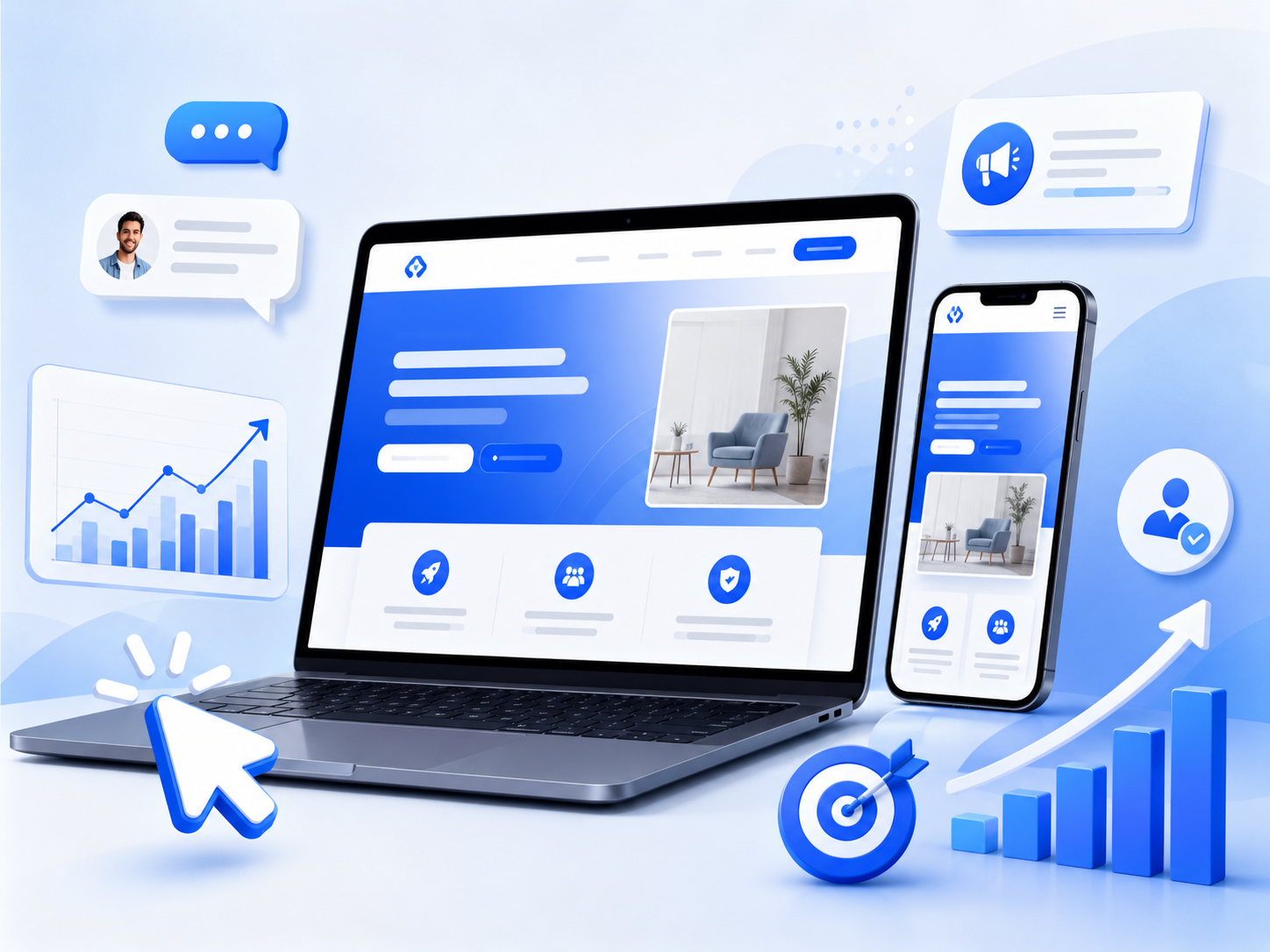 Ilustrasi landing page profesional untuk promosi online